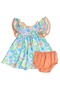 Floral Summer Little Girl's Dress with Fly Sleeves and Panty Set - 2