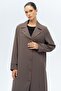 Coat with Collar Brooch Detail, Lined, Large Size Overcoat, Vi̇zon 6691-A - 4