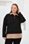 Collar Detailed Plus Size Sweat Black