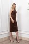Women's Winter Coffee Color Miss Vina Detailed One-Shoulder Dress Stylish Daily Comfortable 50339 - 5
