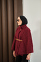 Women's Belt Detailed Poncho Burgundy - 6