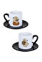Autumn Cute Ghosts Theme Printed Colorful Porcelain Turkish Coffee Cup Set of 4 with Handles - 2