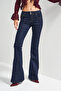 Women's Indigo Color 7w5-50 SWL Midrise Flare Fit Stretchy Elastane Fabric Mid Waist Denim Jean - 5