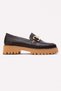 Black - Genuine Leather Classic Buckle Detailed Women's Loafer - 2