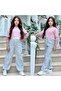 Printed 3-Piece Combed Cotton Sweat-Shirt with Undershirt and Gabardine Trousers Girl's Set - 2