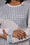 Women's Gray Patterned Winter Special Design Maternity Maternity Dressing Gown Pajama Set - 5