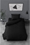 Ranforce Single Duvet Cover Set with Elastic Sheets Simple Black