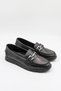 Women's Genuine Leather Buckle Loafer Shoes 25075610K - Black - 36 - 2