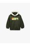 Long Sleeve Printed Hooded Fleece-Lined Oversized Sweatshirt