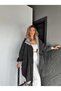 Robi̇n Women's Hooded Oversized Trench Coat with Slits on the Sides and Raglan Sleeves