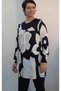 Black Color-Blocked Combed Viscose T-Shirt with Black Floral Print Long Sleeves and Gathered Front Hem - 2