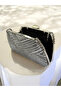 Platinum and Silver Color Stone Pearl Detailed Chain Handle Women's Evening Dress Bag - 6