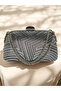 Platinum and Silver Color Stone Pearl Detailed Chain Handle Women's Evening Dress Bag - 5