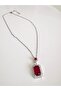 Steel Baguette Red Necklace 45 cm - 4