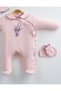Lavender Embroidered 100% Cotton Gloves and Hat with Snap-On Booties 3-Piece Set Newborn Baby Girl Romper - 3