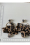 Large Size Black Zircon Stone Trendy Earrings Leopard Fabric Earrings - 2