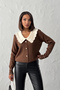 Women's Brown Stylish Collar Detailed Buttoned Cardigan (New Color) - 5