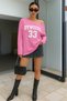 Women's New Boat Neck Oywouos Printed Long Sleeve T-Shirt - 2
