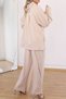 Women's Beige Stone Detailed Hooded Zipper Closure Blouse and Elastic Waist Trousers Set - 3