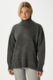 Women's Tery Soft Textured Wide Fit Side Slit Anthracite Knit Sweater Xs-0028 - 5