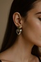 Steel Earrings Heart Detail Gold and Silver Color - 2