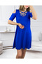 Low-Cut Lace Detail Viscose Fabric Dress - 4
