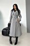 Women's Coat Long Cashmere Belted Buttoned Pocketed Double Breasted Premium Coat