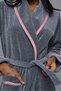 Women's Fleece Smoked Shawl Collar 100% Cotton Winter Special Design Full Length Dressing Gown - 3