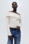 بلوزة مكشوفة الكتفين من نسيج مضلع - 4