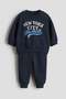 2-piece printed brushed-inside sweatshirt set
