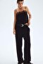 Lace-trimmed satin strappy top