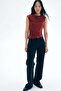 Draped cap-sleeved top
