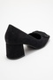 Velora Black Patterned Buckle Women's Thick Heeled Shoes - 5