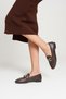 Women's Brown Leather Daily Casual Soft Loafer Ballet Shoes - 5