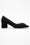 Velora Black Patterned Buckle Women's Thick Heeled Shoes - 6