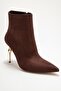 Crista Brown Suede Pointed Toe Women's Heeled Boots - 3