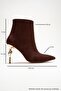 Crista Brown Suede Pointed Toe Women's Heeled Boots - 6