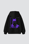 Bat Bat Printed Oversize Unisex Black Hoodie