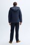 Men's Navy Blue Quilted Hooded Puffer Coat - 2