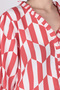 Women's Red Blouse with Ruffled Collar and Elasticated Long Sleeves at the Front Arm-25Y001015 - 2