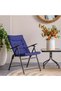 Vista 1 + 2-Seater Balcony Set - Blue Steel Folding Chairs & Coffee Table - Outdoor Living - 2