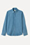 Men's Blue Regular Fit Long Sleeve Velvet Textured Shirt - 4