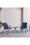 Vista 1 + 2-Seater Balcony Set - Blue Steel Folding Chairs & Coffee Table - Outdoor Living