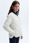 Women's Ecru Quilted Short Puffer Coat - 4