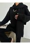 Women's Knitwear Set with Braided Hair Scarf, 3 Pieces, Black - 4