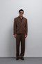 Brown Double Breasted Relax Crop Fit Blazer Jacket - 3