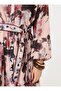 Shirt Collar Floral Print Belted Long Modest Dress - White - pink - - 6