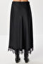 Lace Detailed Satin Midi Skirt LDP0085 BLACK - 5