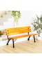 Inaya Cast Iron Park Bench - Natural Wood & Black Finish, 1 Year Warranty, Outdoor Seating