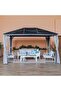 Veora 3x4m Grey Gazebo with Lights & Curtains - Durable Polycarbonate, 1 Year Warranty